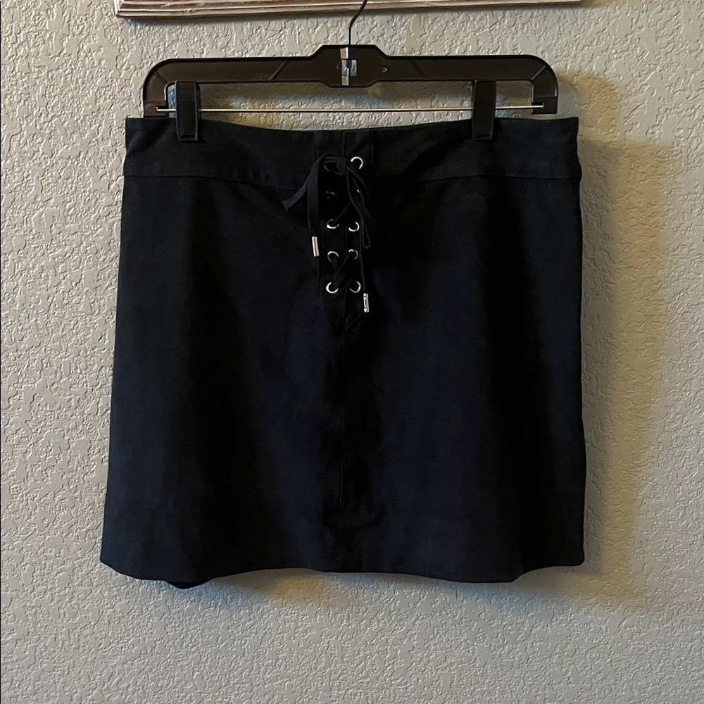 Abercrombie & Fitch Black Lace-Up Suede Mini Skirt